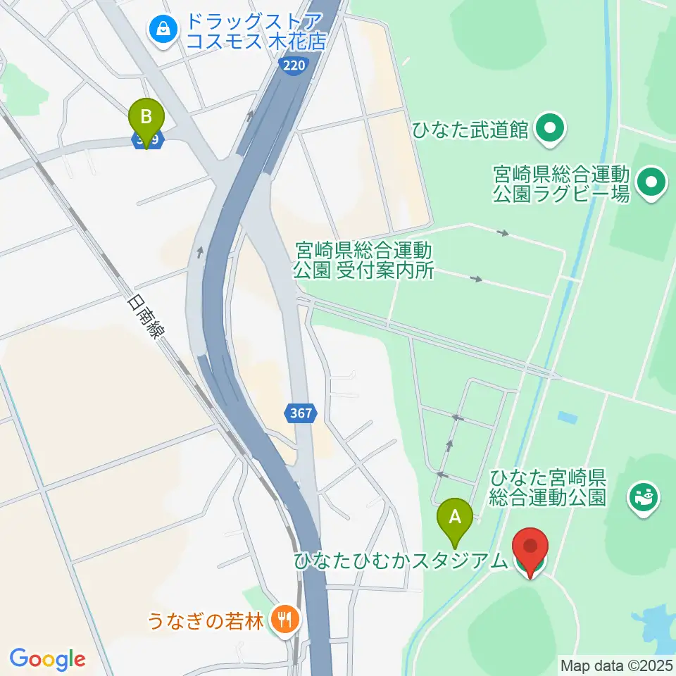 ひなたひむかスタジアム周辺のホテル一覧地図