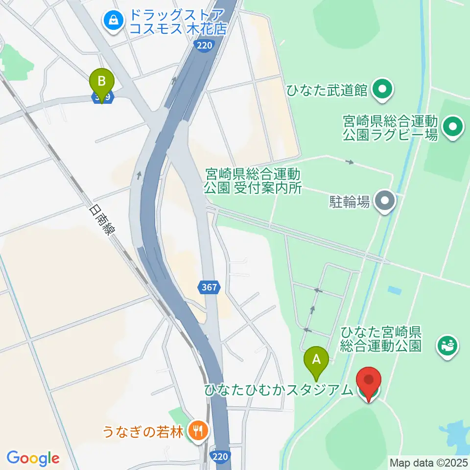 ひなたひむかスタジアム周辺のホテル一覧地図