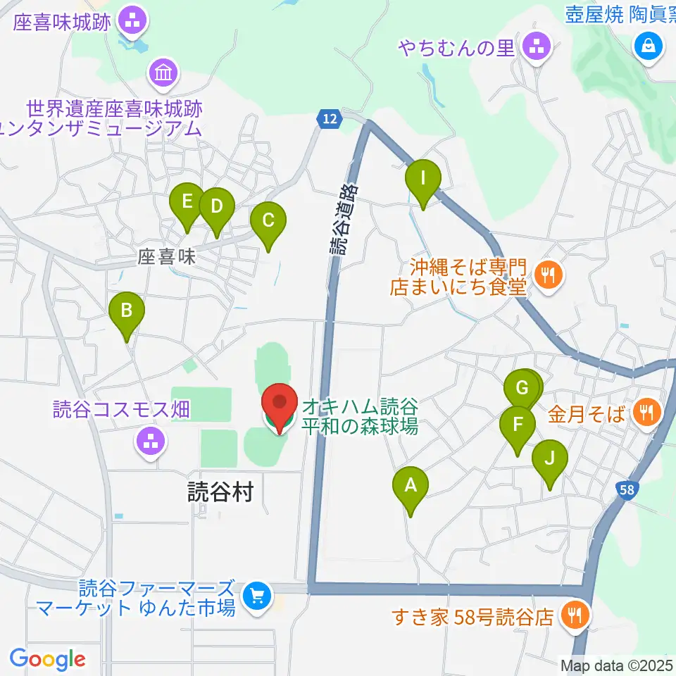 オキハム読谷平和の森球場周辺のホテル一覧地図