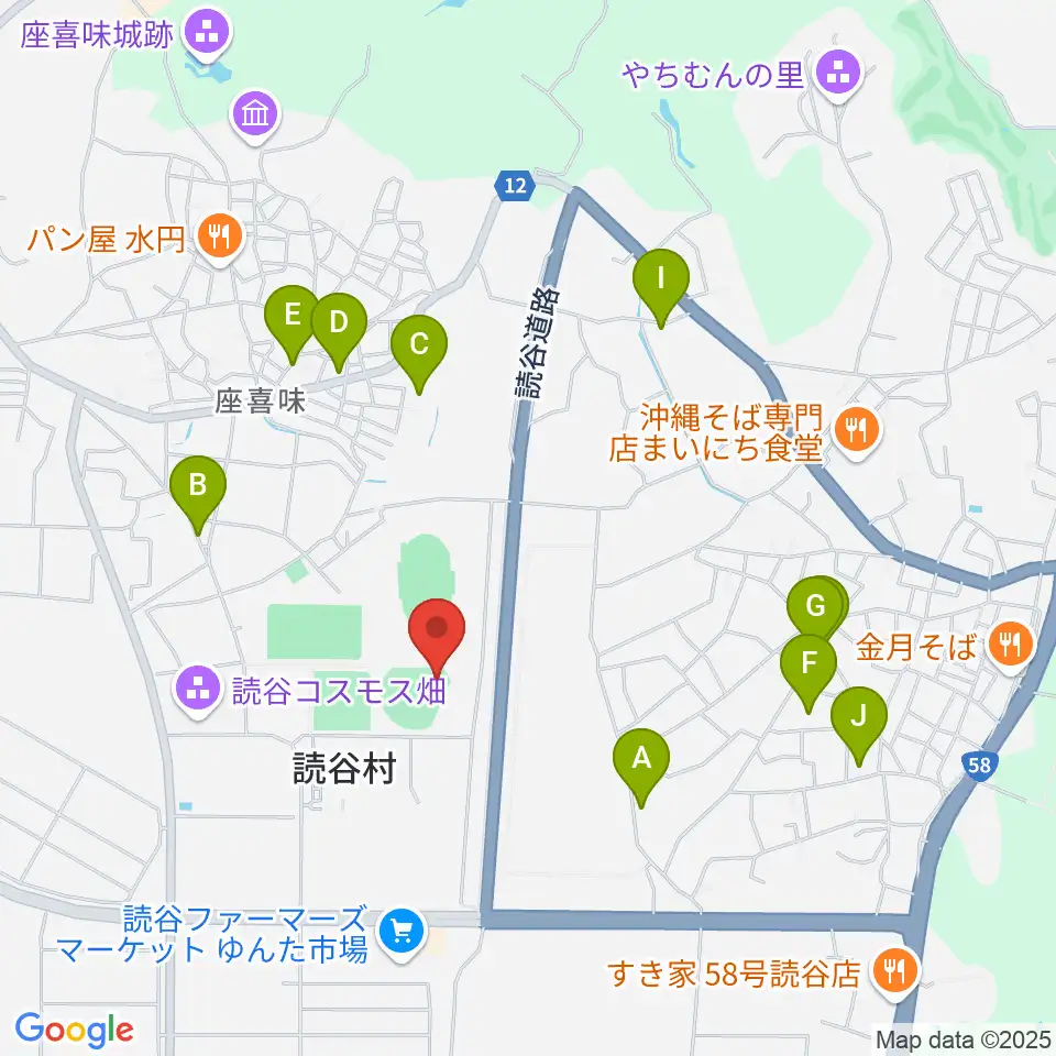 オキハム読谷平和の森球場周辺のホテル一覧地図