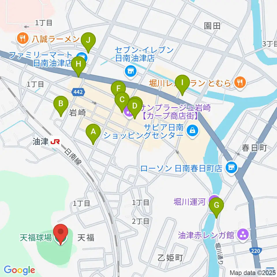 日南市天福球場周辺のホテル一覧地図