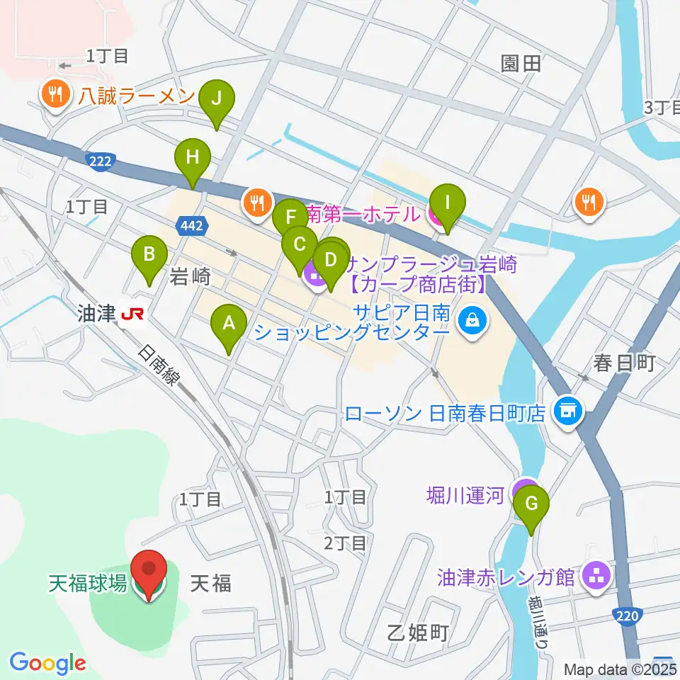 日南市天福球場周辺のホテル一覧地図