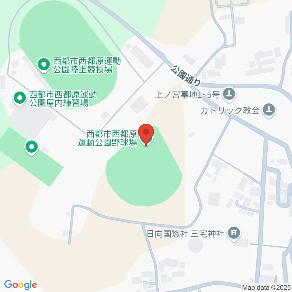 西都原運動公園野球場周辺のホテル一覧地図