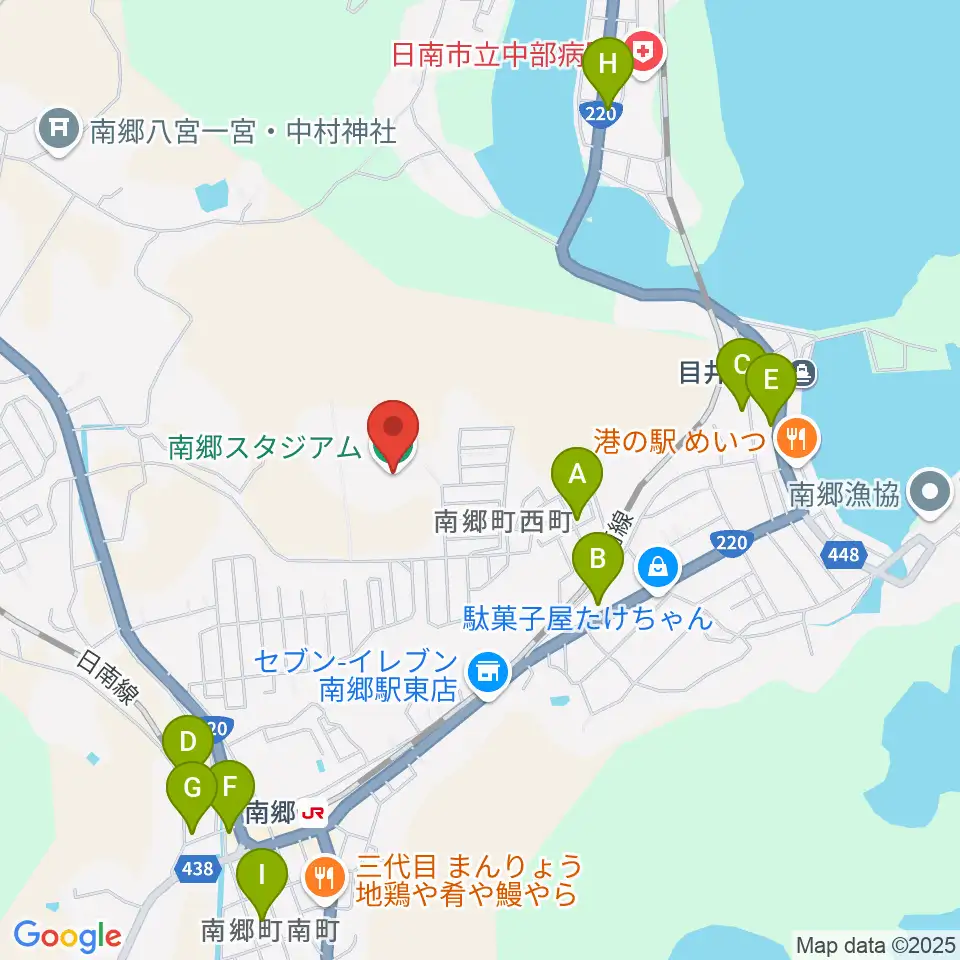 南郷スタジアム周辺のホテル一覧地図