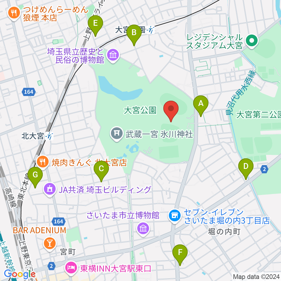 埼玉県営大宮公園野球場周辺のホテル一覧地図