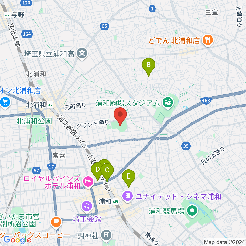 アイル・スタジアム浦和周辺のホテル一覧地図