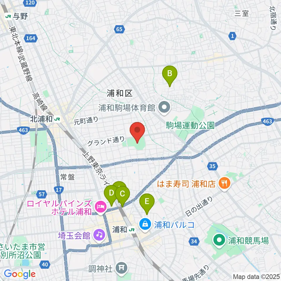 アイル・スタジアム浦和周辺のホテル一覧地図