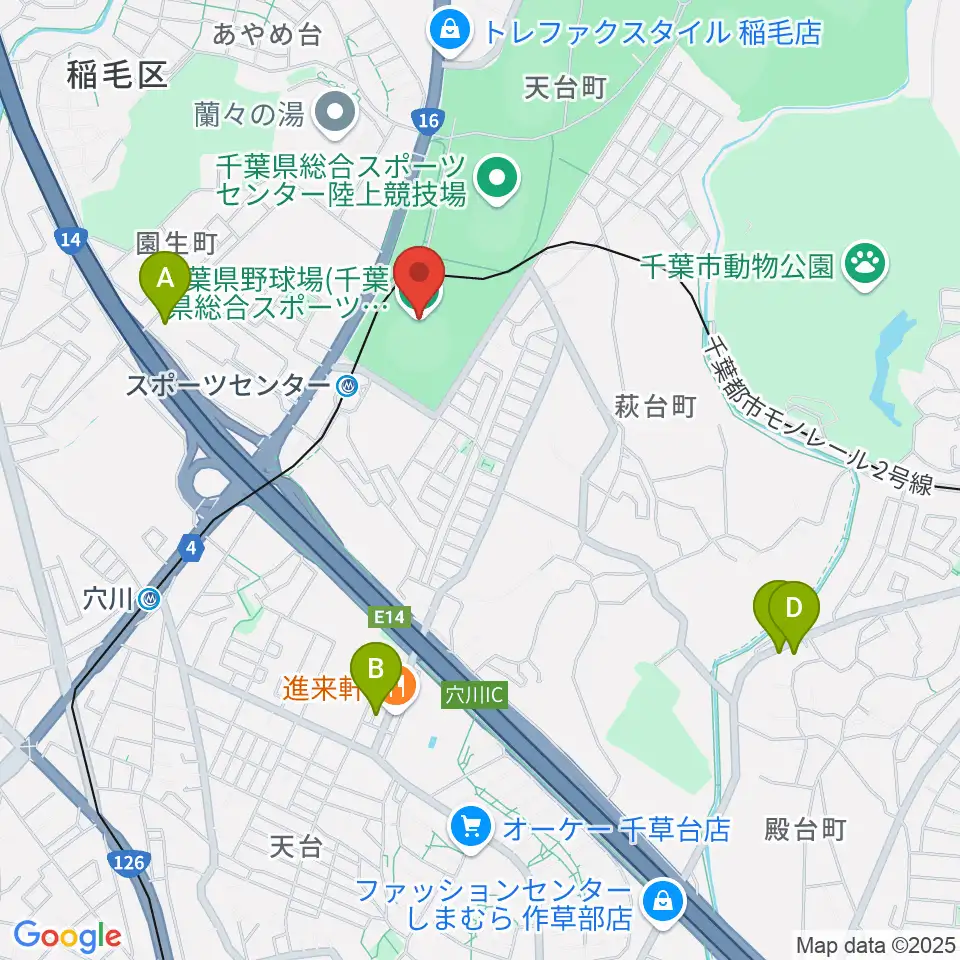 千葉県総合スポーツセンター野球場周辺のホテル一覧地図