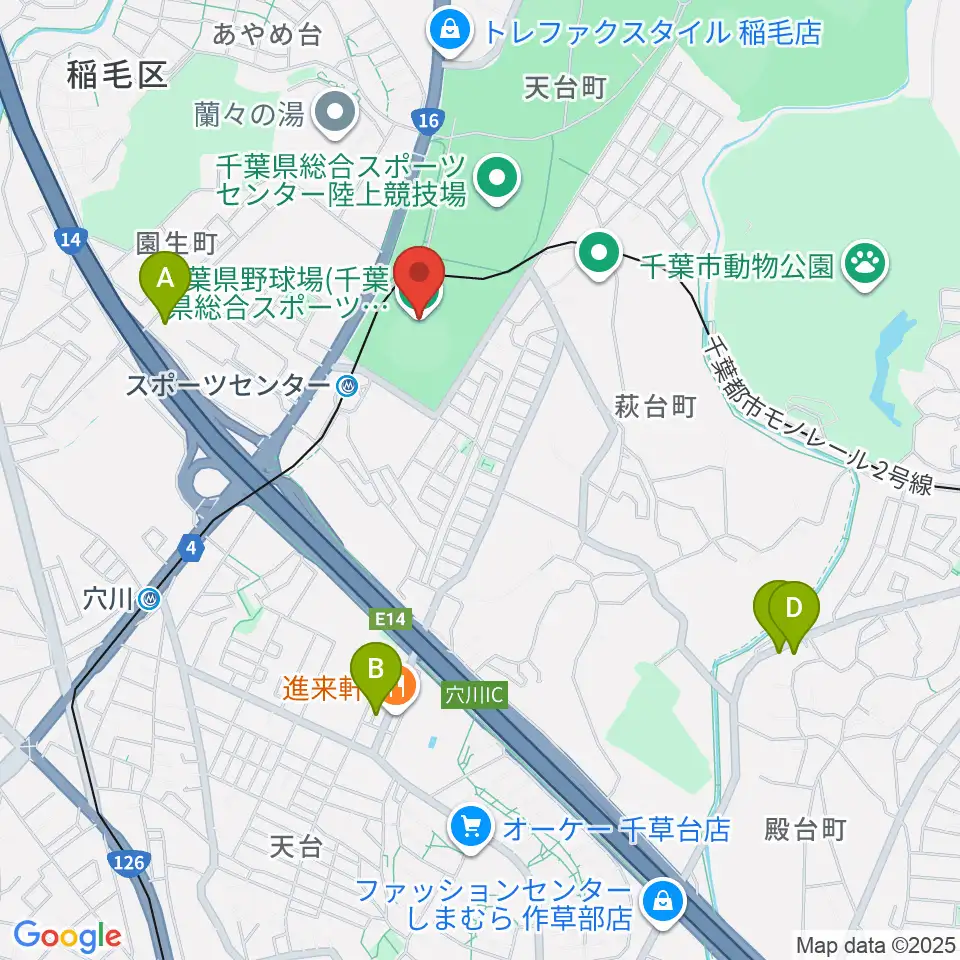 千葉県総合スポーツセンター野球場周辺のホテル一覧地図