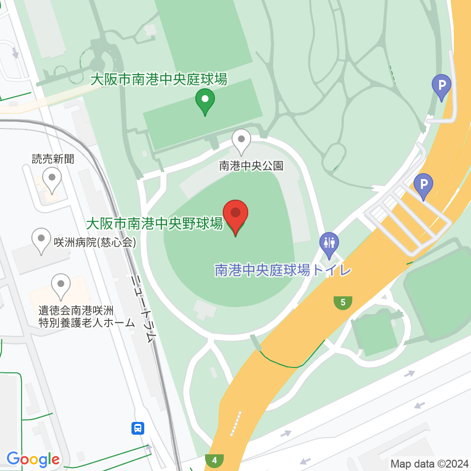 大阪市南港中央野球場周辺のホテル一覧地図