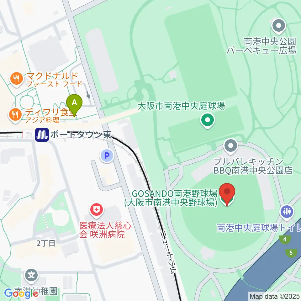 GOSANDO南港野球場周辺のホテル一覧地図