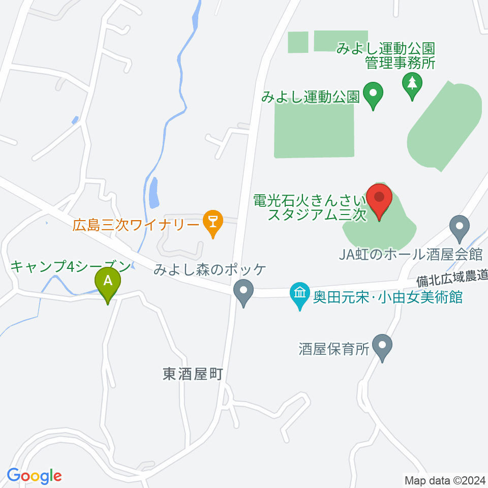 電光石火きんさいスタジアム三次周辺のホテル一覧地図