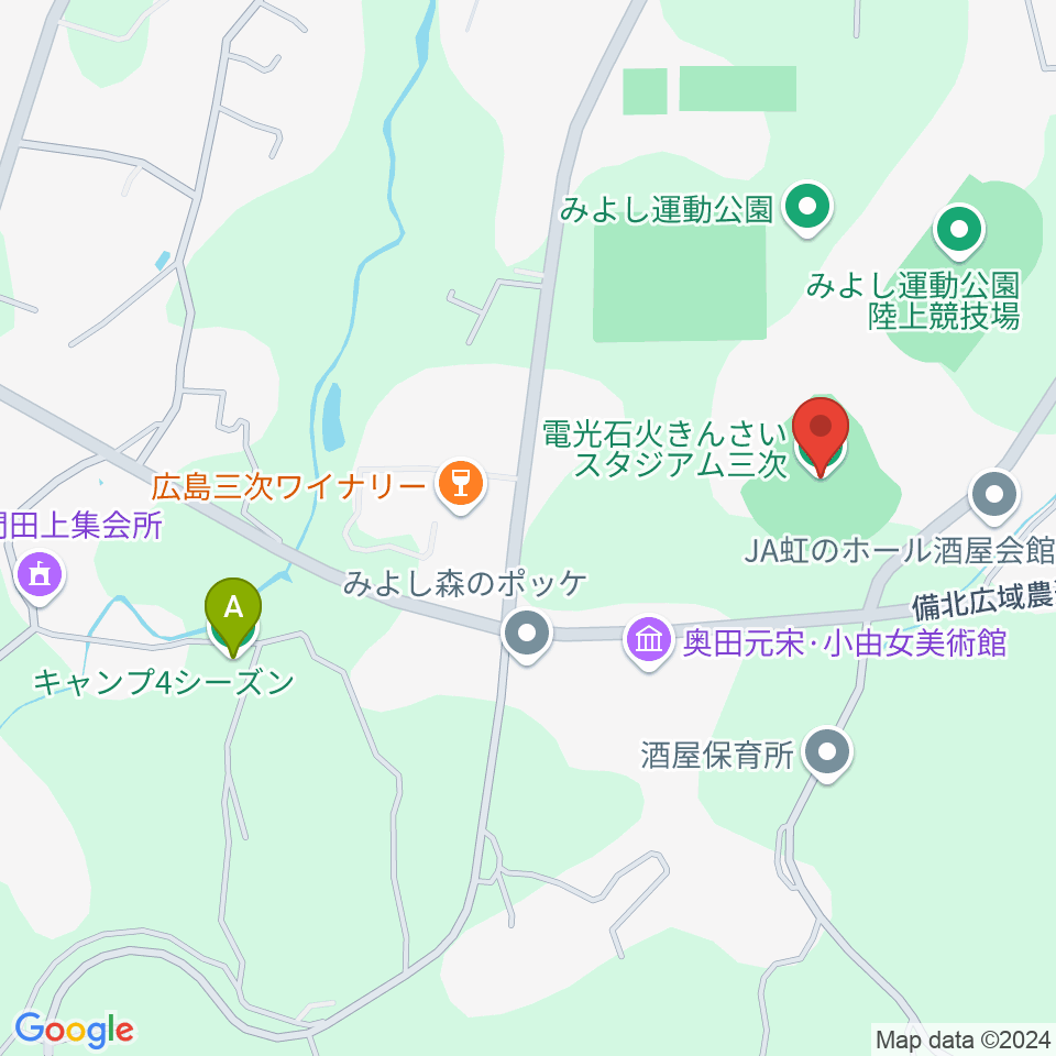 電光石火きんさいスタジアム三次周辺のホテル一覧地図