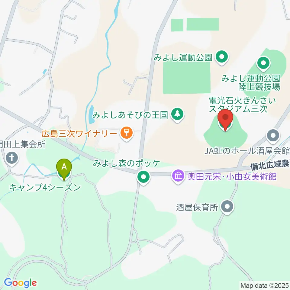 電光石火きんさいスタジアム三次周辺のホテル一覧地図