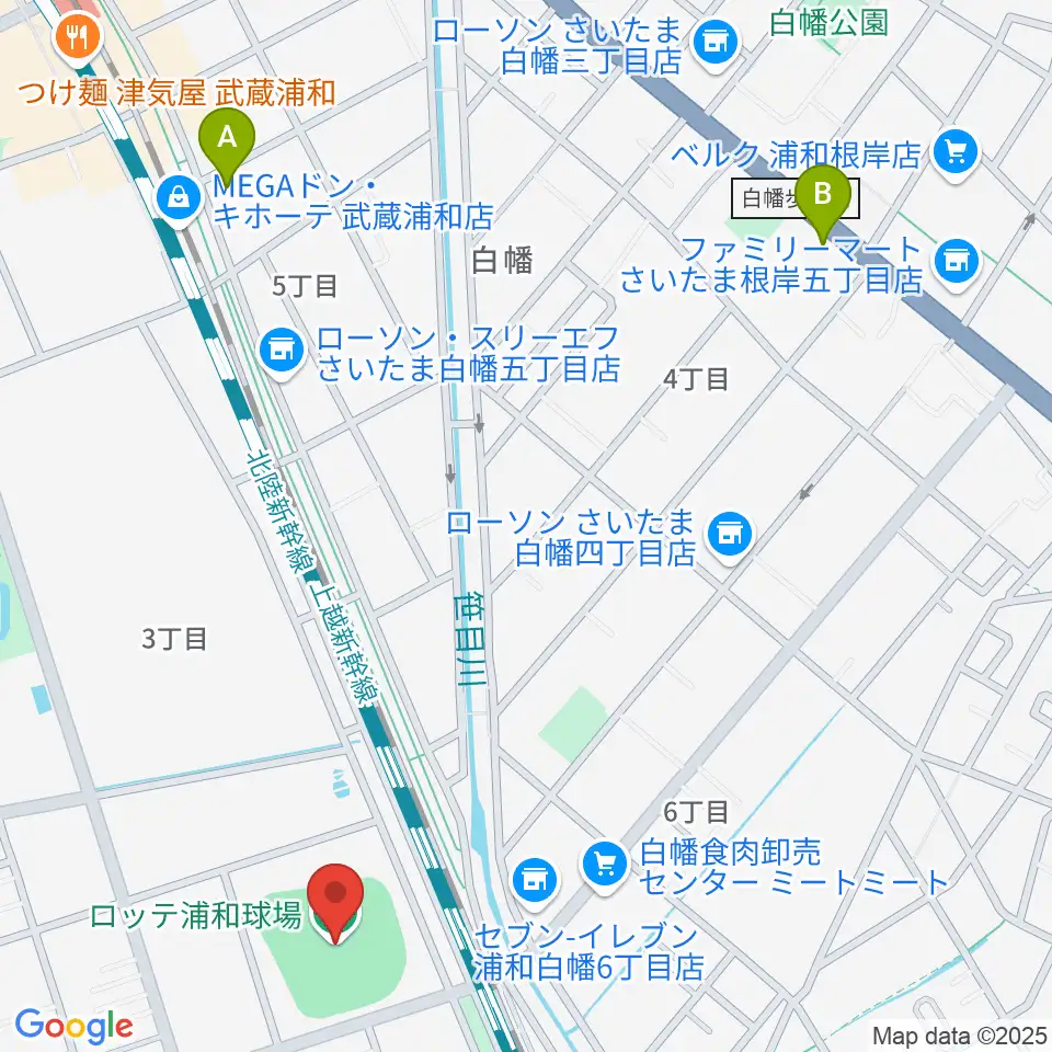 ロッテ浦和球場周辺のホテル一覧地図