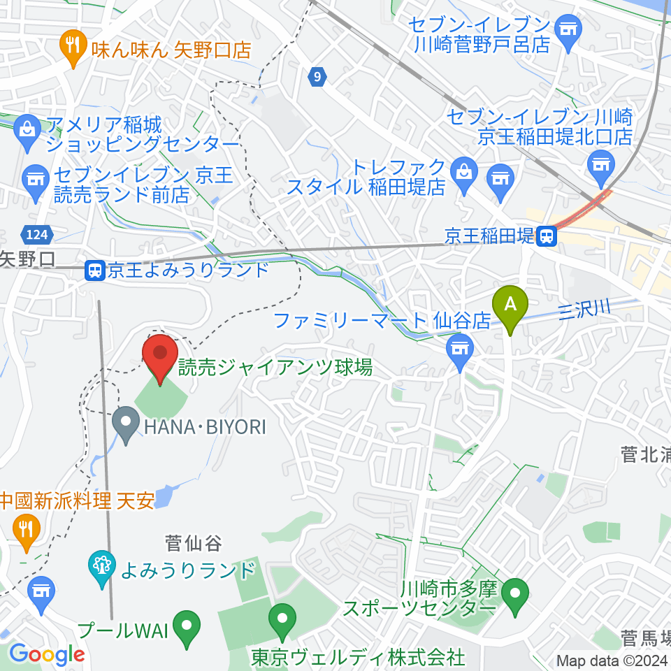 読売ジャイアンツ球場周辺のホテル一覧地図