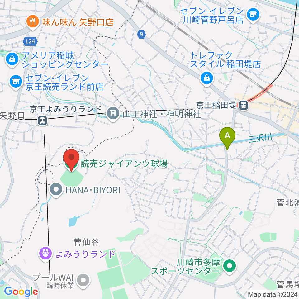 読売ジャイアンツ球場周辺のホテル一覧地図