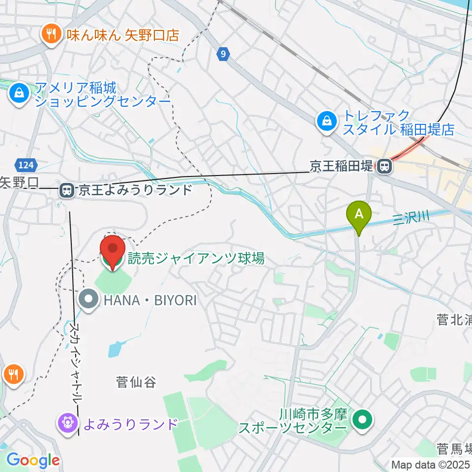読売ジャイアンツ球場周辺のホテル一覧地図