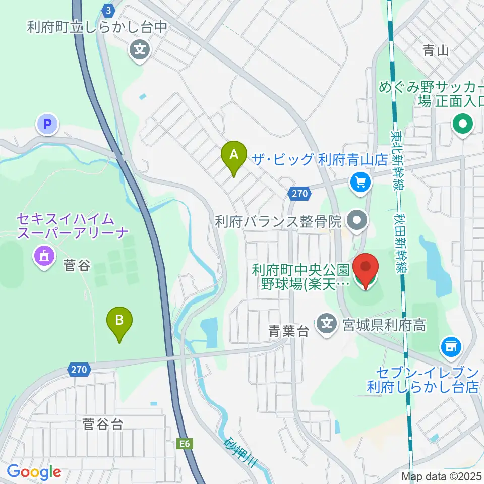 楽天イーグルス利府球場周辺のホテル一覧地図