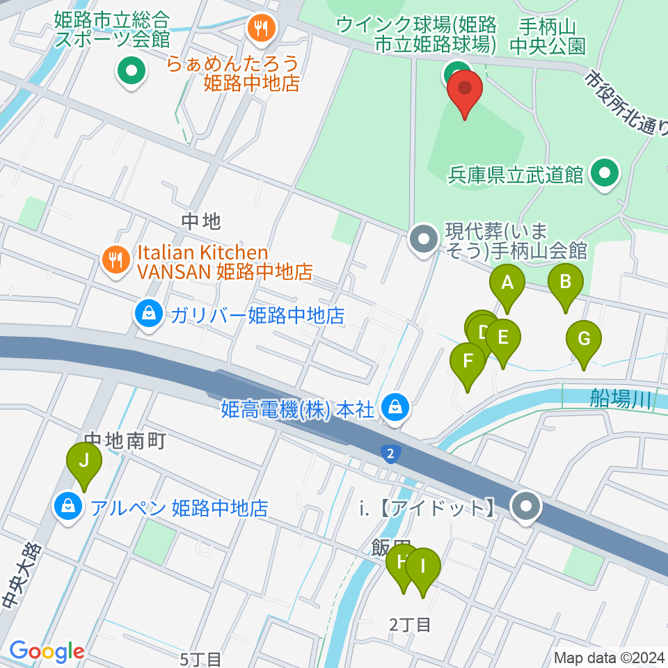 ウインク球場周辺のホテル一覧地図