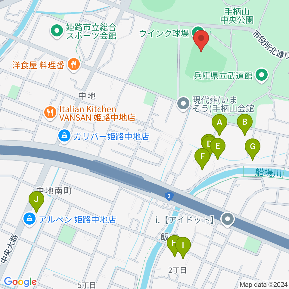 ウインク球場周辺のホテル一覧地図