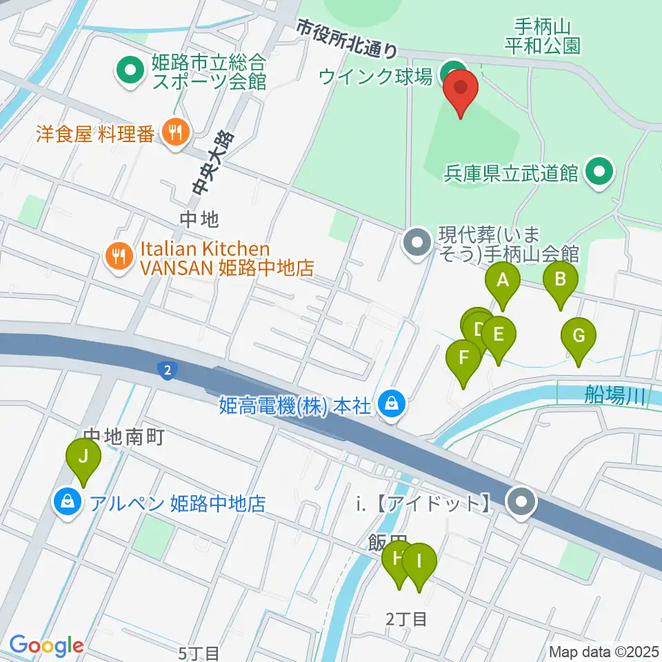 ウインク球場周辺のホテル一覧地図