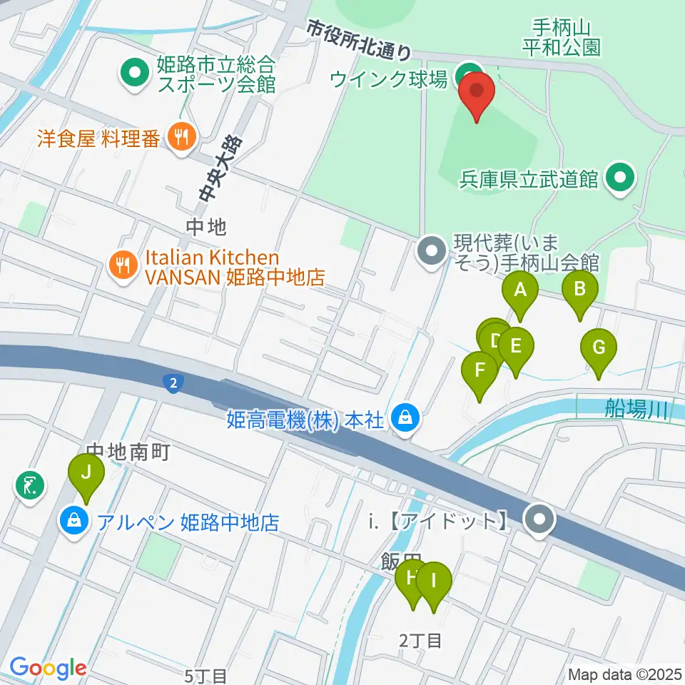 ウインク球場周辺のホテル一覧地図