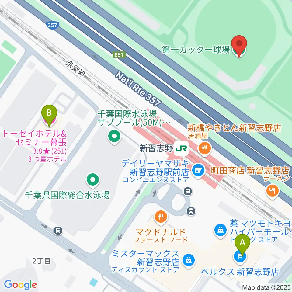 第一カッター球場周辺のホテル一覧地図