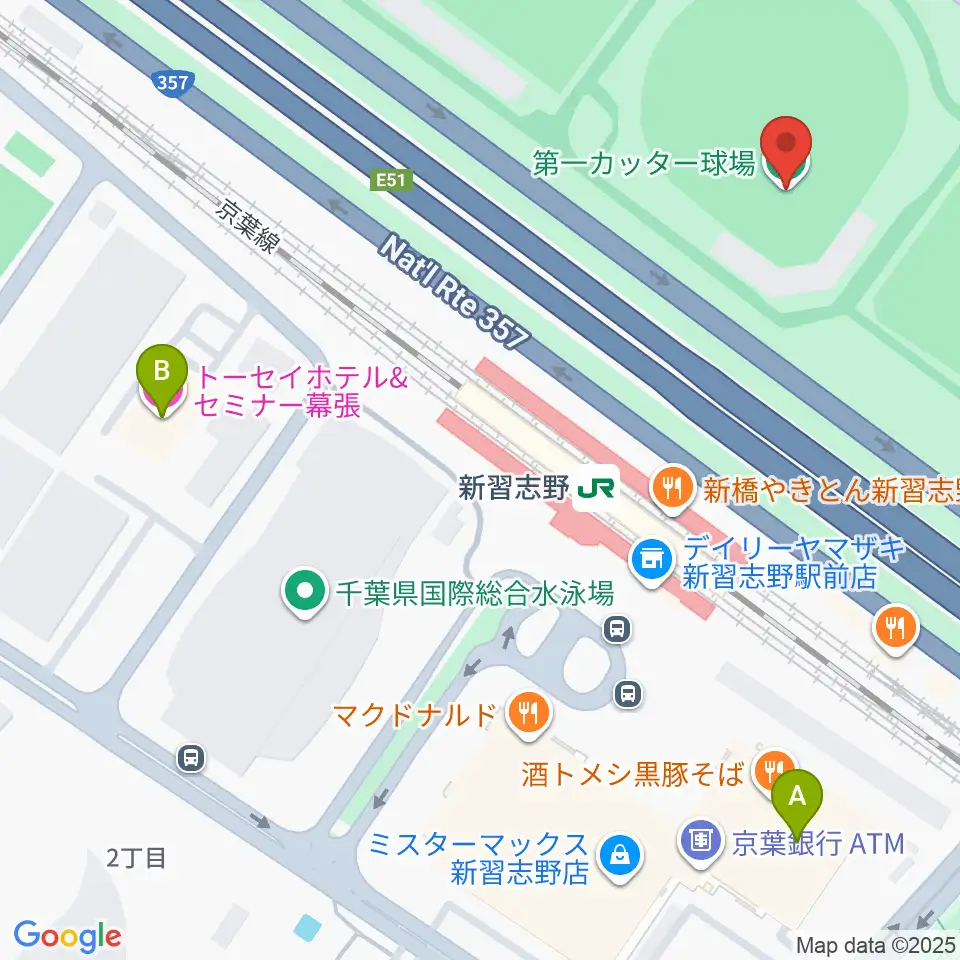 第一カッター球場周辺のホテル一覧地図