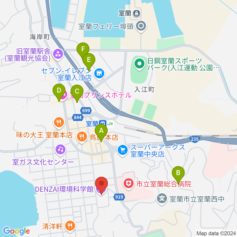 えみらん DENZAI環境科学館周辺のホテル一覧地図