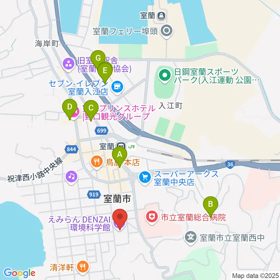 えみらん DENZAI環境科学館周辺のホテル一覧地図