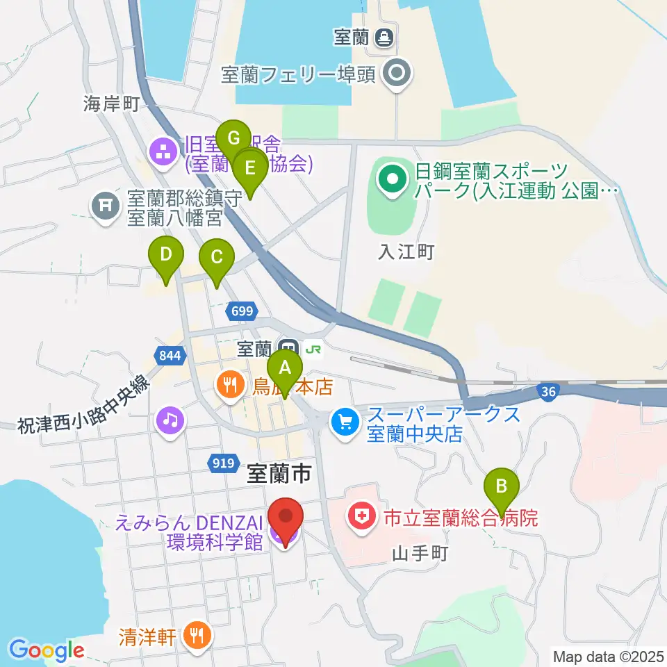 えみらん DENZAI環境科学館周辺のホテル一覧地図
