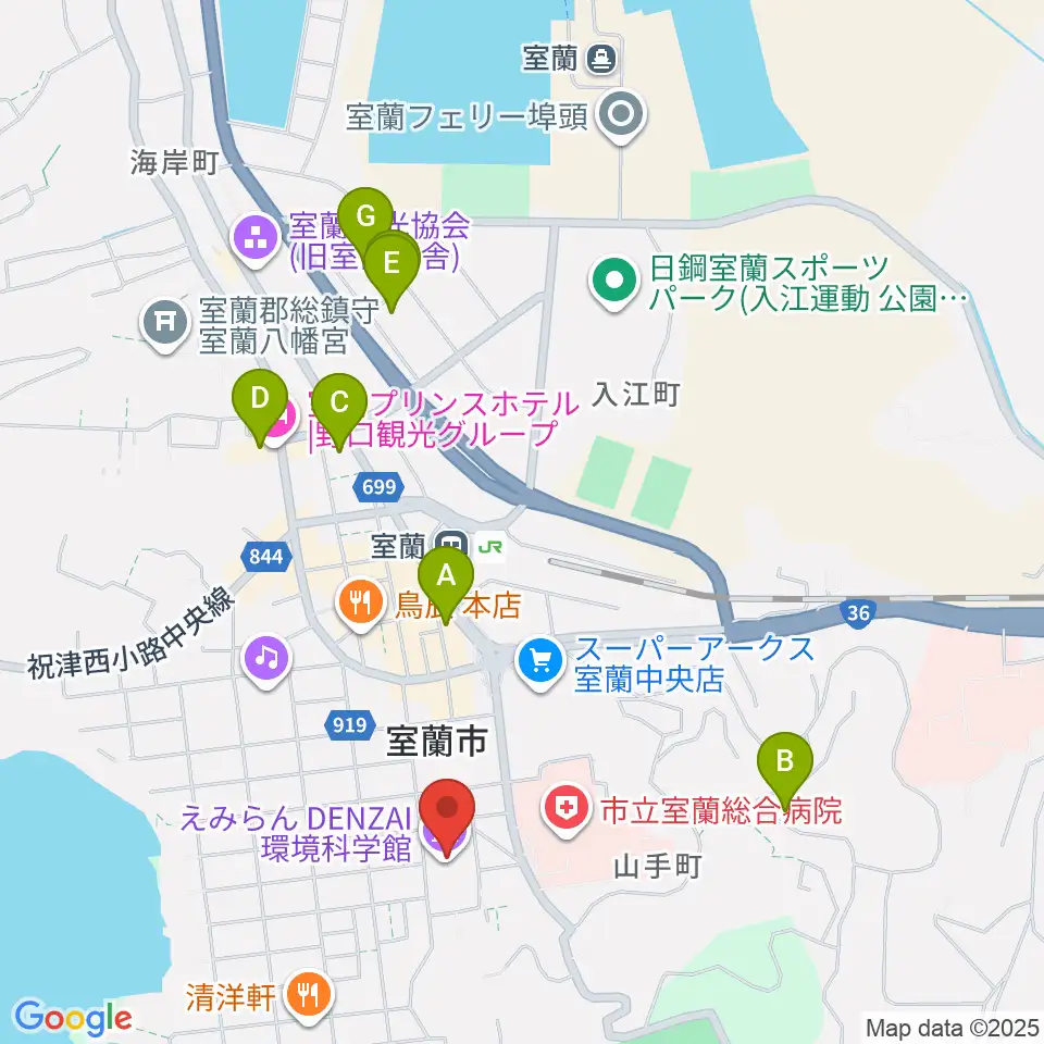 えみらん DENZAI環境科学館周辺のホテル一覧地図