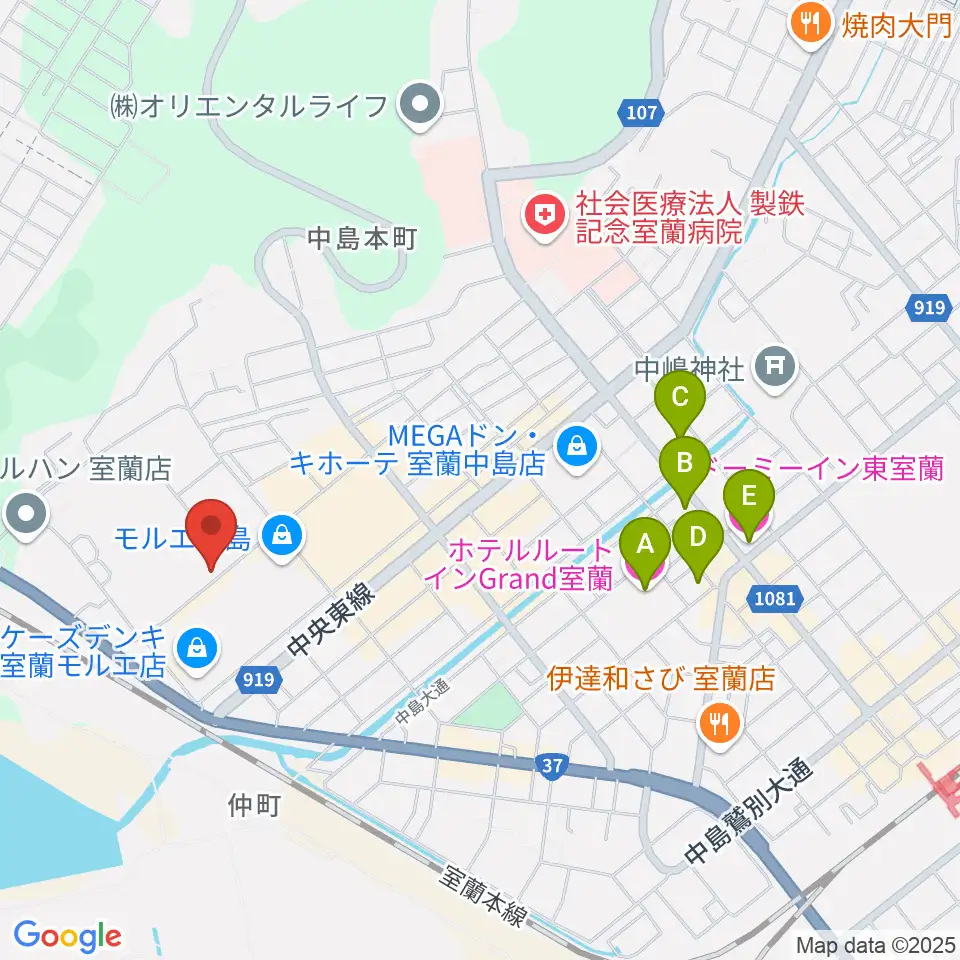 新和産業アイスアリーナ室蘭周辺のホテル一覧地図