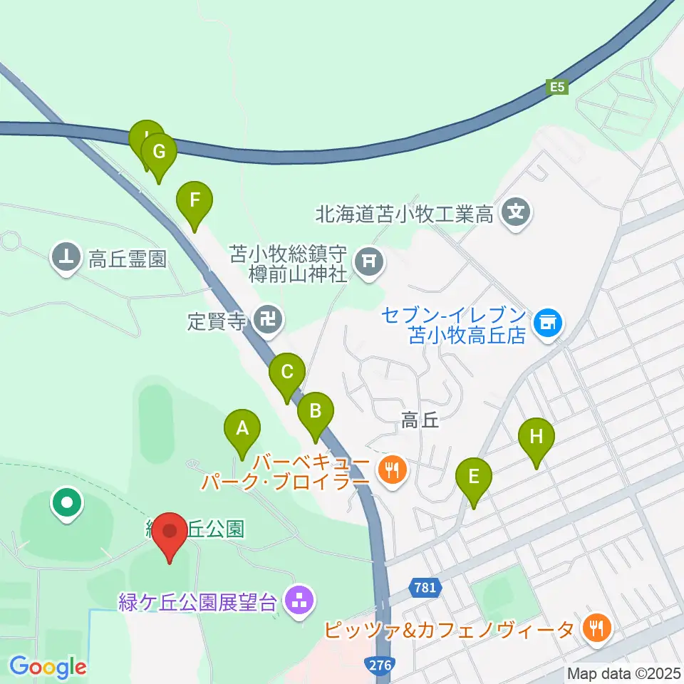 とましんスタジアム周辺のホテル一覧地図