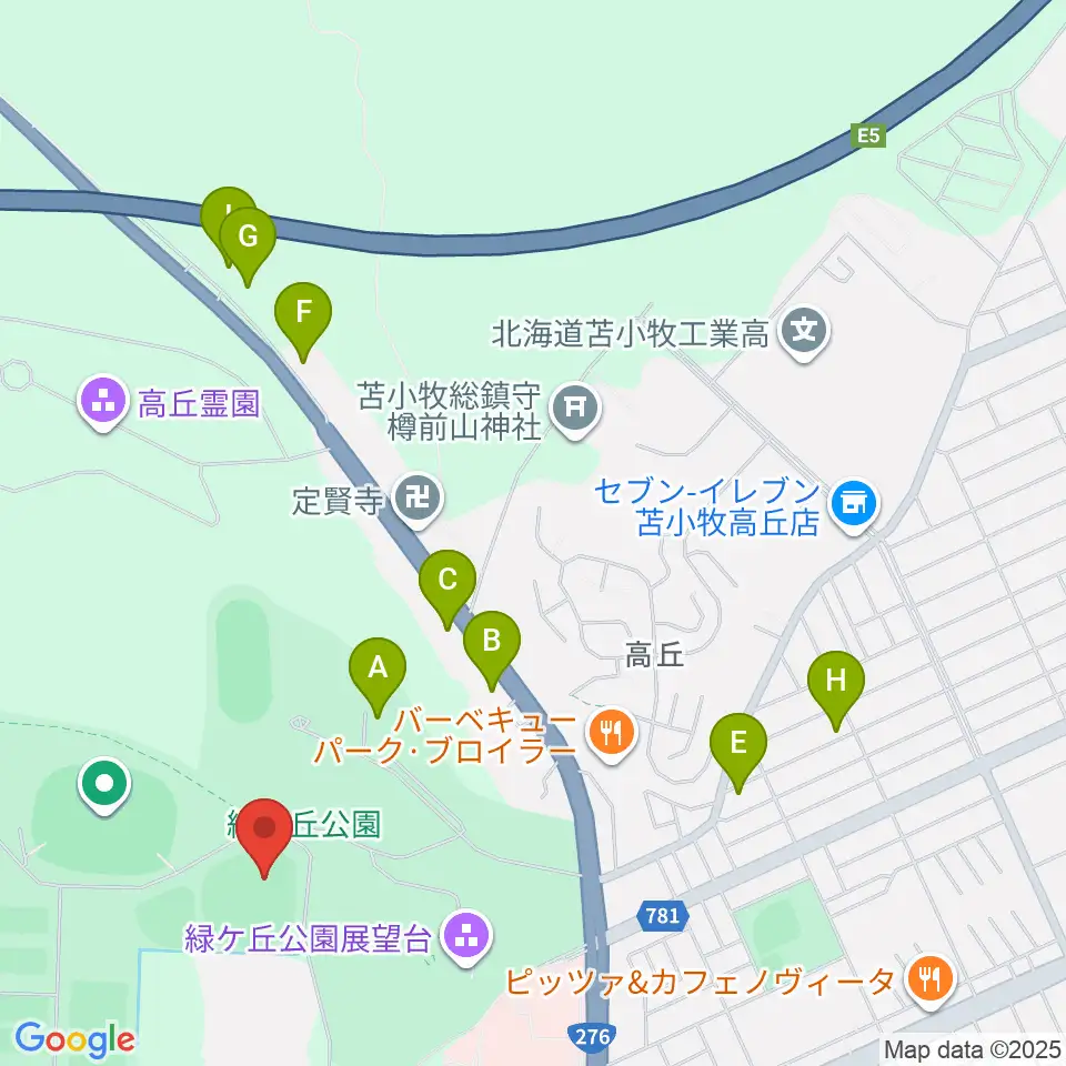 とましんスタジアム周辺のホテル一覧地図
