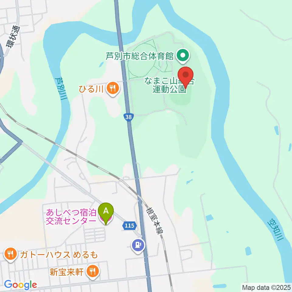 芦別市民球場周辺のホテル一覧地図