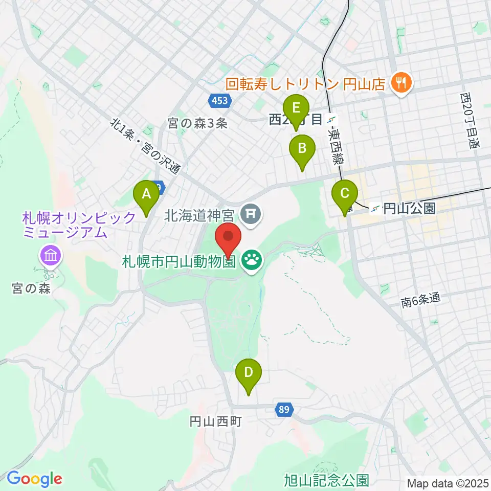 札幌市円山球場周辺のホテル一覧地図