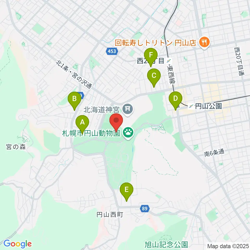 札幌市円山球場周辺のホテル一覧地図
