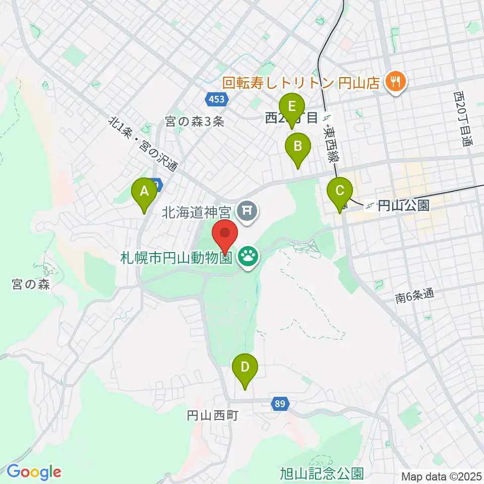 札幌市円山球場周辺のホテル一覧地図