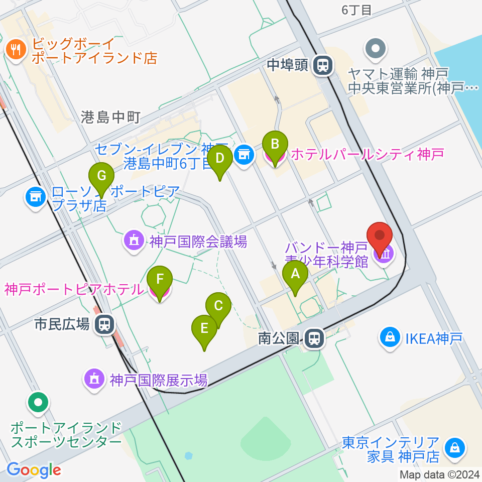 バンドー神戸青少年科学館周辺のホテル一覧地図