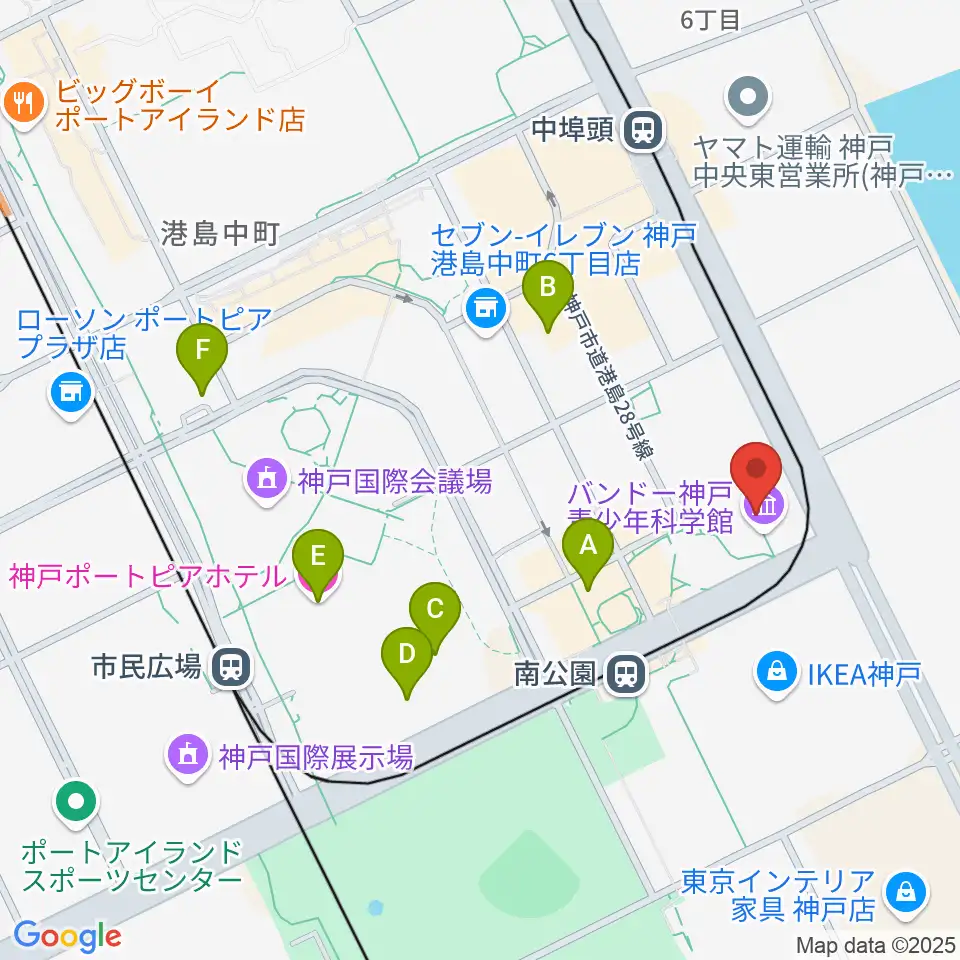 バンドー神戸青少年科学館周辺のホテル一覧地図