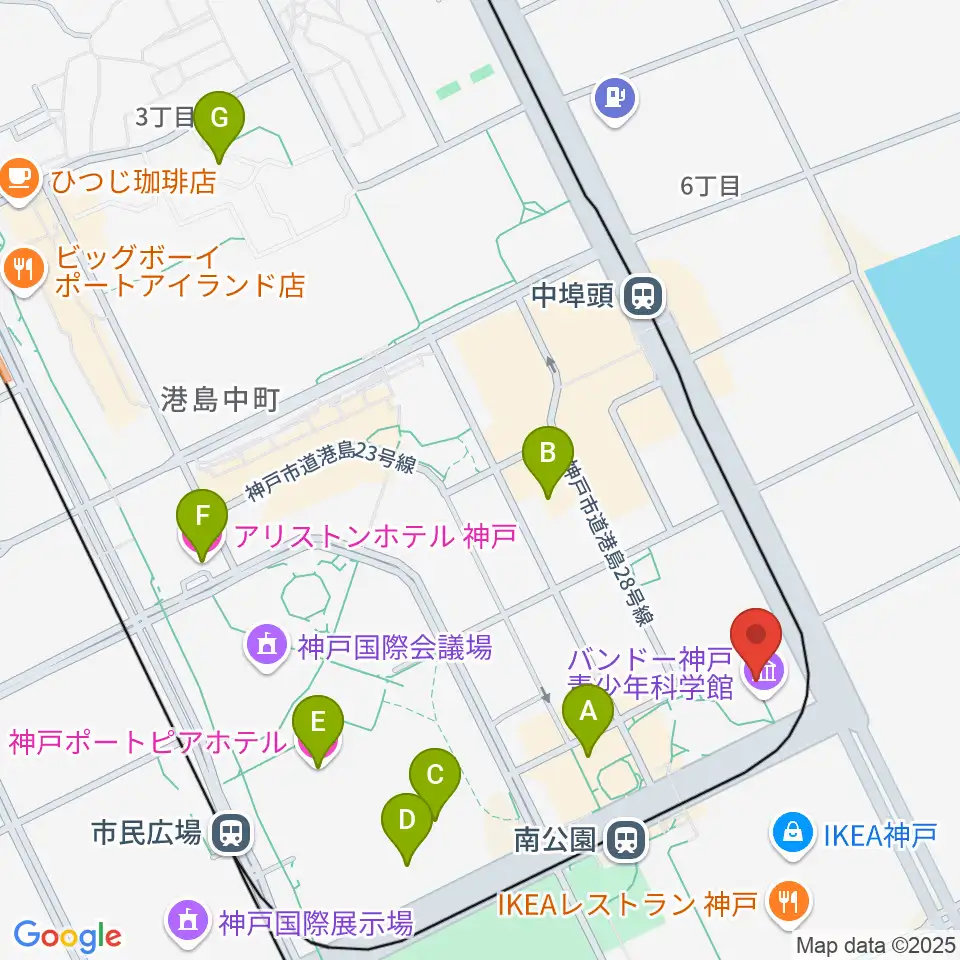 バンドー神戸青少年科学館周辺のホテル一覧地図