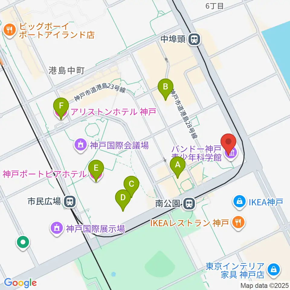 バンドー神戸青少年科学館周辺のホテル一覧地図