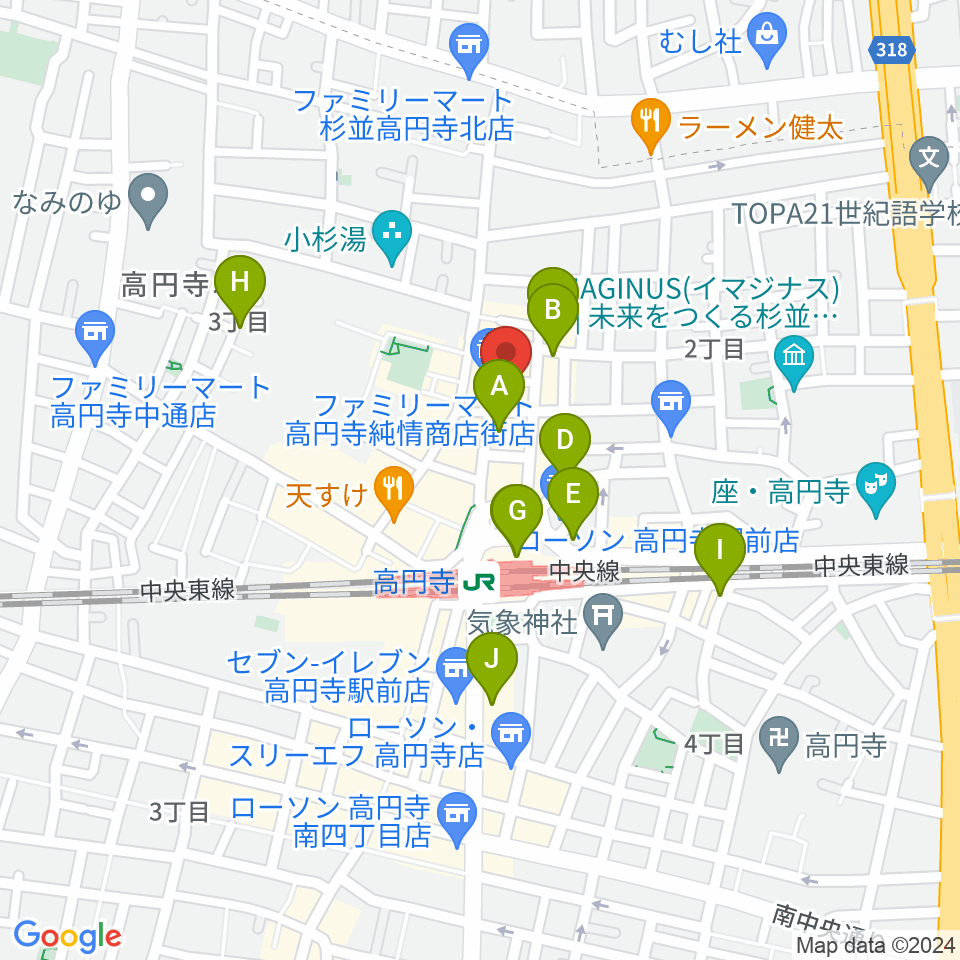 高円寺スタジオ・コヤーマR店周辺のホテル一覧地図