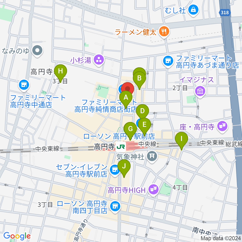 高円寺スタジオ・コヤーマR店周辺のホテル一覧地図