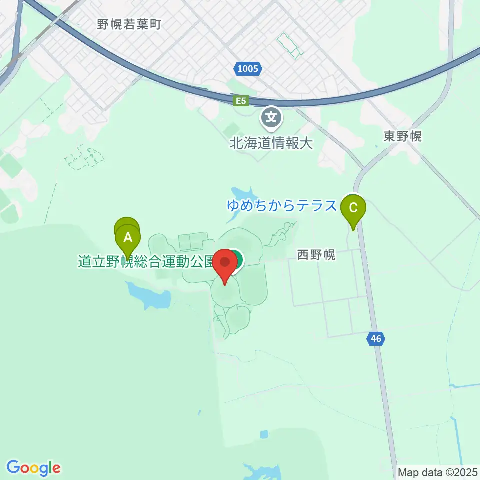北海道立野幌総合運動公園硬式野球場周辺のホテル一覧地図