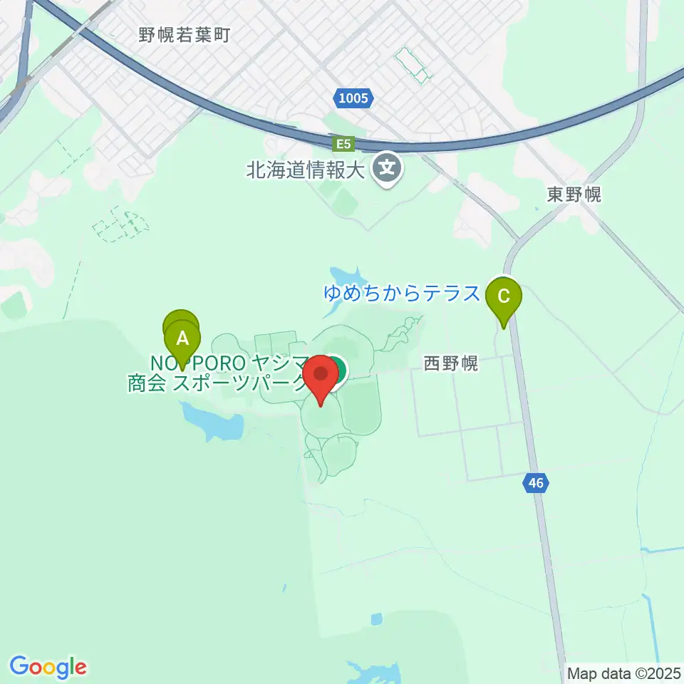 北海道立野幌総合運動公園硬式野球場周辺のホテル一覧地図