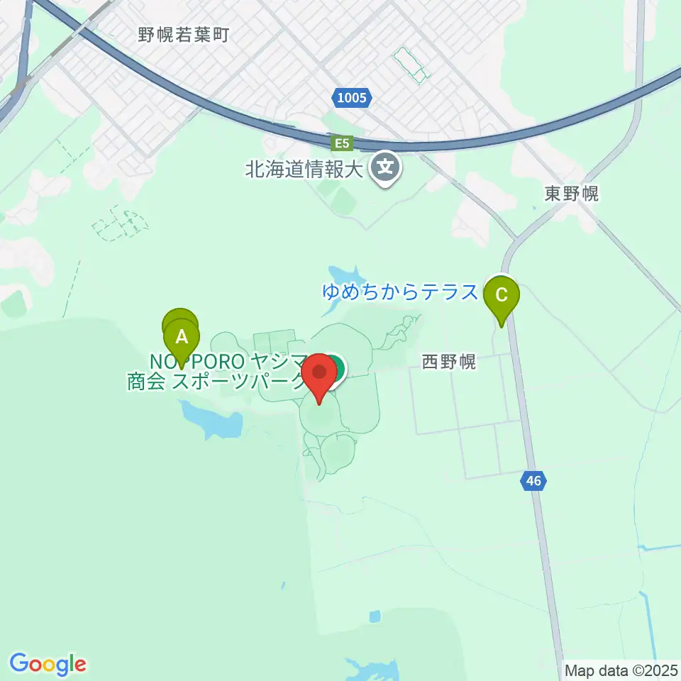 北海道立野幌総合運動公園硬式野球場周辺のホテル一覧地図