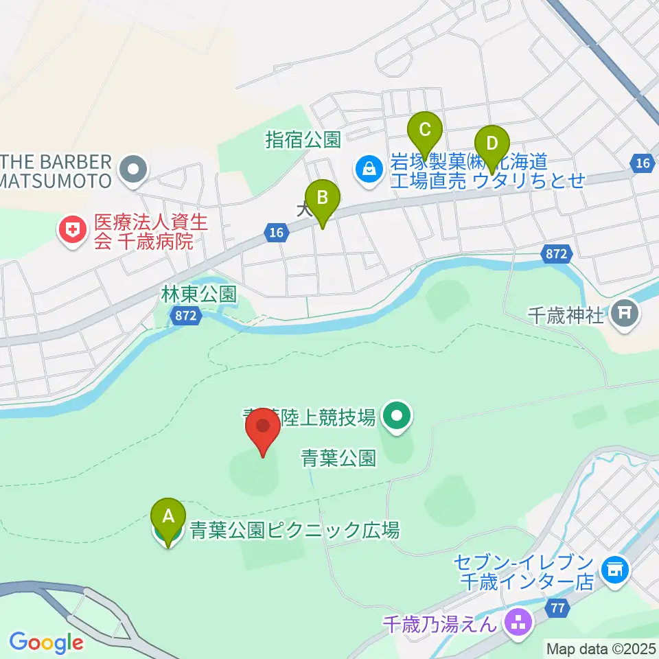 千歳市民球場周辺のホテル一覧地図